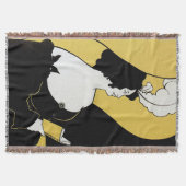 ヴィンテージアールヌーボー読女黄色本 スローブランケット (正面)