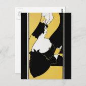 ヴィンテージアールヌーボー読女黄色本 ポストカード (正面/裏面)