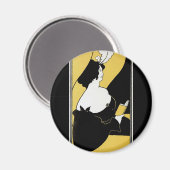 ヴィンテージアールヌーボー読女黄色本 マグネット (正面/裏面)