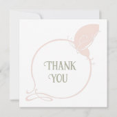 ヴィンテージアールヌーボー赤面ピンクバタフ結婚ィーズ サンキューカード (裏面)