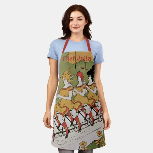 ヴィンテージアールヌーボー軸受タンデム自転車 エプロン (着用した状態)