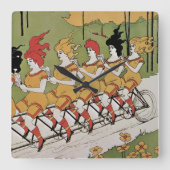 ヴィンテージアールヌーボー軸受タンデム自転車 スクエア壁時計 (正面)