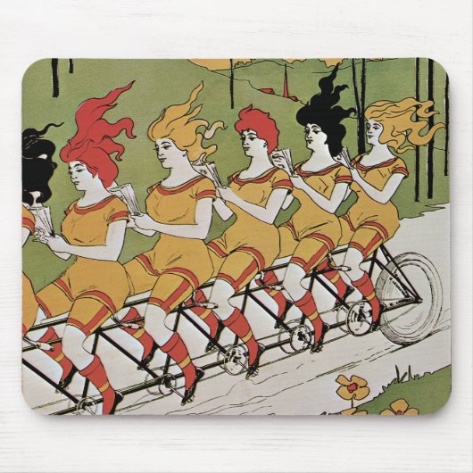 ヴィンテージアールヌーボー軸受タンデム自転車 マウスパッド (正面)