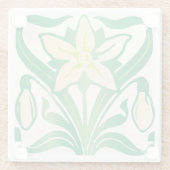 ヴィンテージアールヌーボー降雪花柄 ガラスコースター (裏面)