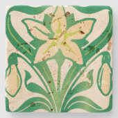 ヴィンテージアールヌーボー降雪花柄 ストーンコースター (正面)