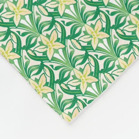 ヴィンテージアールヌーボー降雪花柄 フリースブランケット (角)