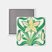 ヴィンテージアールヌーボー降雪花柄 マグネット (正面/裏面)