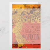 ヴィンテージアールヌーボー音楽、ラボヘムオペラ， 1896 便箋 (正面/裏面)