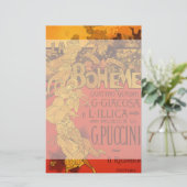 ヴィンテージアールヌーボー音楽、ラボヘムオペラ， 1896 便箋 (スタンド正面)