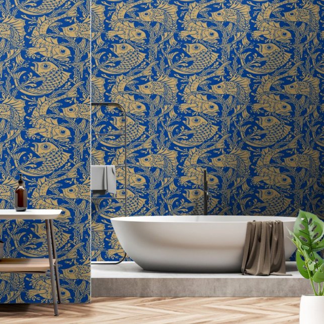 ヴィンテージアールヌーボー魚・海苔の模様 壁紙 (クリエイターアップロード済み)