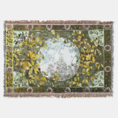 ヴィンテージアールヌーボー鳥と花 スローブランケット (正面)