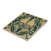 ヴィンテージアールヌーボー鳥ペア タイル (側面)