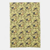 ヴィンテージアールヌーボー鶏&ヘンチキンパターン キッチンタオル (縦)