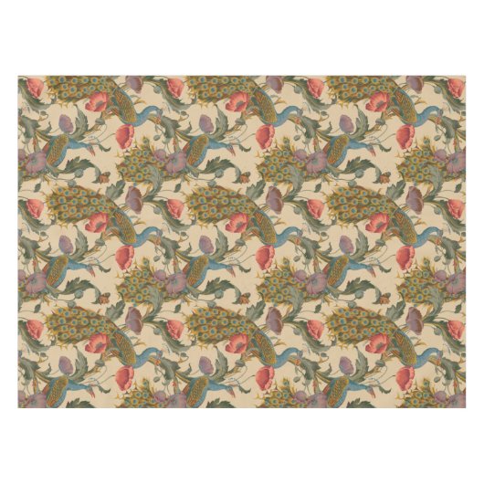ヴィンテージアールヌーボー1890クジャク模様 テーブルクロス (正面(横))