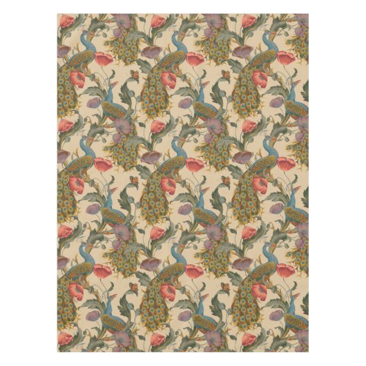 ヴィンテージアールヌーボー1890クジャク模様 テーブルクロス (正面)