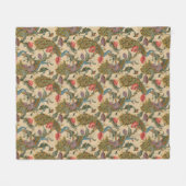 ヴィンテージアールヌーボー1890クジャク模様 フリースブランケット (正面(横))