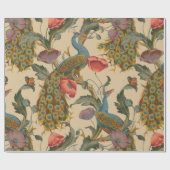 ヴィンテージアールヌーボー1890クジャク模様 ラッピングペーパー (フラット)