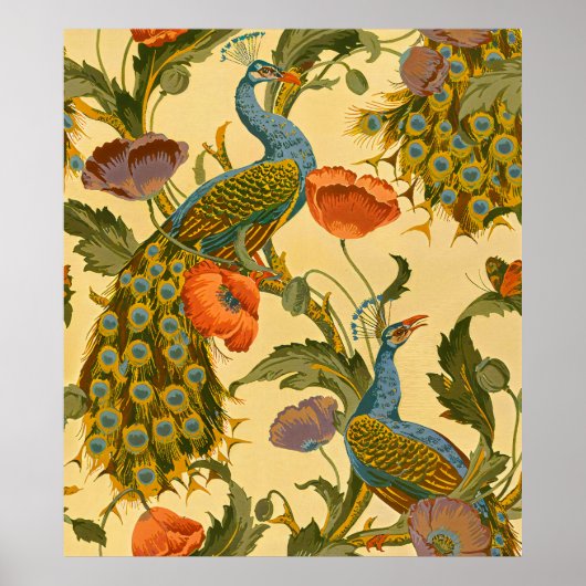 ヴィンテージアールヌーボー1896クジャク模様 ポスター (正面)