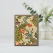 ヴィンテージアールヌーボー1896クジャク模様 ポストカード (スタンド正面)