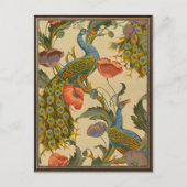 ヴィンテージアールヌーボー1896クジャク模様 ポストカード (正面)