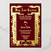 ヴィンテージアールヌーボー1902縁どフローラ結婚の 箔招待状 (正面)