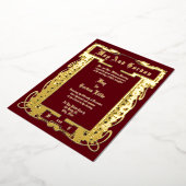 ヴィンテージアールヌーボー1902縁どフローラ結婚の 箔招待状 (回転した状態)