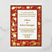 ヴィンテージアールヌーボー1906バラつる植物縁ど 箔招待状 (正面)