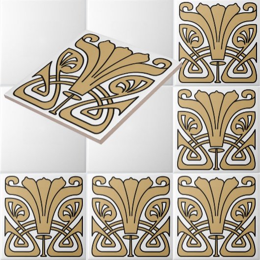 ヴィンテージアールヌーボー1907フローラオーナメントフリーズ タイル