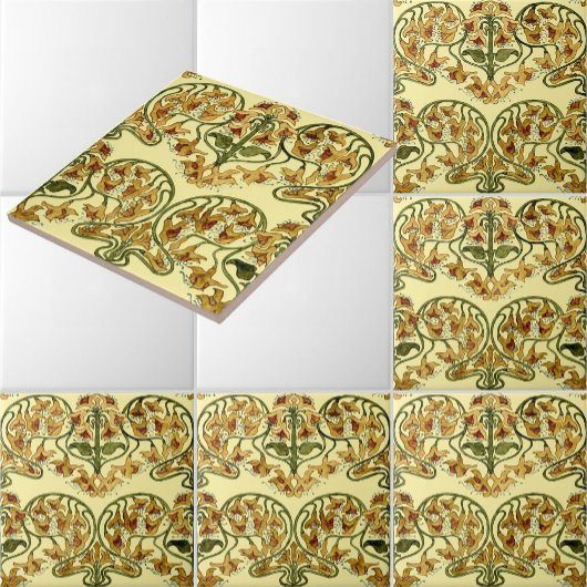 ヴィンテージアールヌーボー1907花柄デザイン タイル