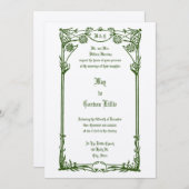 ヴィンテージアールヌーボー1908縁どフローラ結婚s 招待状 (正面/裏面)