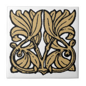 ヴィンテージアールヌーボー1911フローラオーナメントフリーズ タイル (正面)