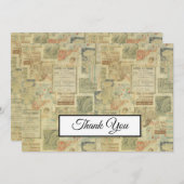 ヴィンテージアールヌーボー1920のアンティーク感謝していユー サンキューカード (正面/裏面)