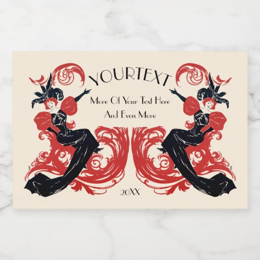 ヴィンテージアールヌーボー1920年代フラッパー女子テンプレート フードラベル (シングルラベル)