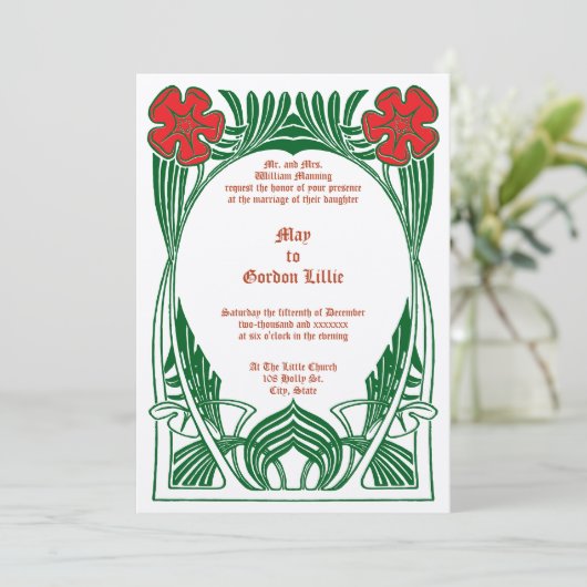 ヴィンテージアールヌーボー2花葉枠 招待状 (スタンド正面)