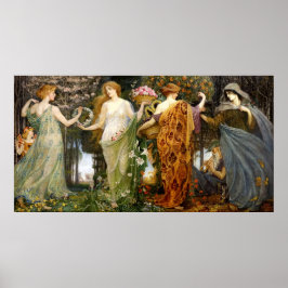 ヴィンテージアールヌーボー4シーズンズバイウォルタークレーン ポスター