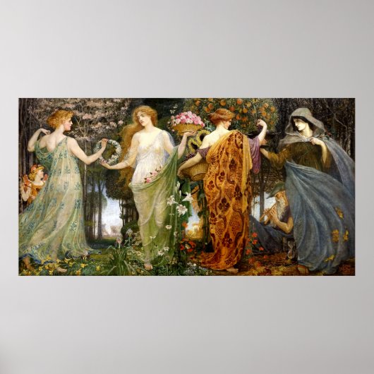 ヴィンテージアールヌーボー4シーズンズバイウォルタークレーン ポスター (正面)