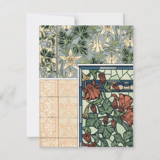 ヴィンテージアールヌーボー、オダマキ(植物)アキレジアフラワー (正面)