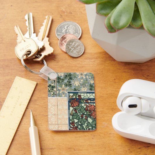 ヴィンテージアールヌーボー、オダマキ(植物)アキレジアフラワー キーホルダー (デスク)