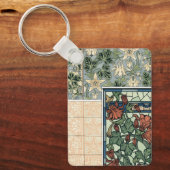 ヴィンテージアールヌーボー、オダマキ(植物)アキレジアフラワー キーホルダー (正面)