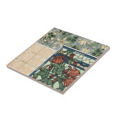 ヴィンテージアールヌーボー、オダマキ（植物）アキレジアフラワー タイル (側面)