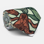 ヴィンテージアールヌーボー、オダマキ(植物)アキレジアフラワー ネクタイ (ロール)