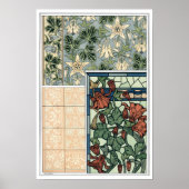 ヴィンテージアールヌーボー、オダマキ(植物)アキレジアフラワー ポスター (正面)