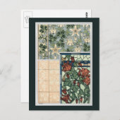 ヴィンテージアールヌーボー、オダマキ（植物）アキレジアフラワー ポストカード (正面/裏面)