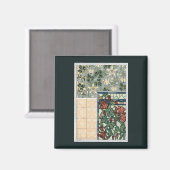 ヴィンテージアールヌーボー、オダマキ(植物)アキレジアフラワー マグネット (正面/裏面)