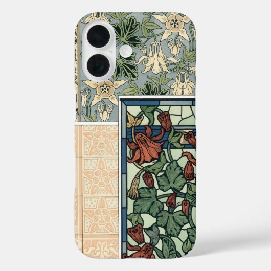 ヴィンテージアールヌーボー、オダマキ(植物)アキレジアフラワー Case-Mate iPhoneケース (裏面)