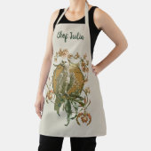 ヴィンテージアールヌーボー、コッカトー鳥、蘭の花 エプロン (インサイチュ)