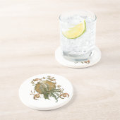 ヴィンテージアールヌーボー、コッカトー鳥、蘭の花 コースター (側面)