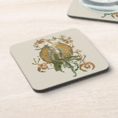 ヴィンテージアールヌーボー、コッカトー鳥、蘭の花 コースター (左側)