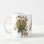 ヴィンテージアールヌーボー、コッカトー鳥、蘭の花 コーヒーマグカップ (左)