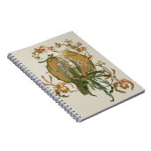 ヴィンテージアールヌーボー、コッカトー鳥、蘭の花 ノートブック (右側)